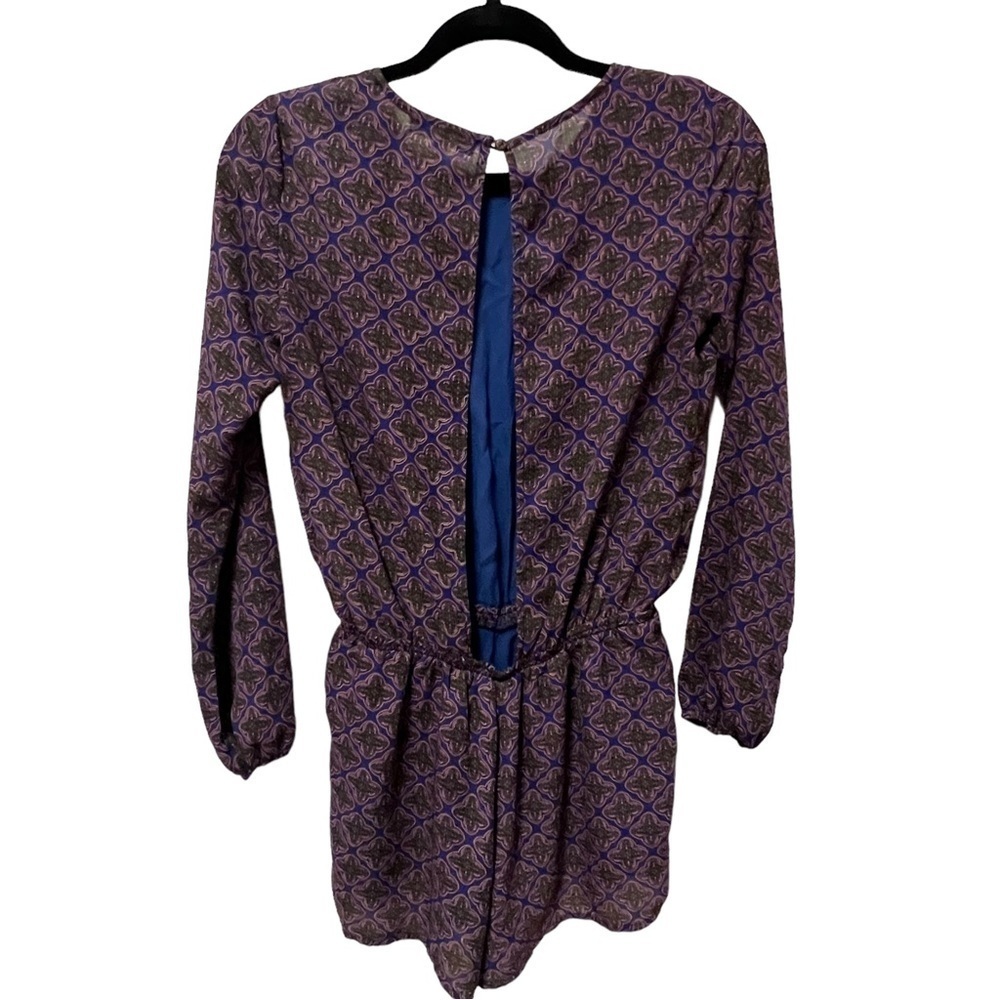 LUCCA COUTURE Women’s Purple Long Sleeve Open Back Romper, Size XS - Picture 12 of 14